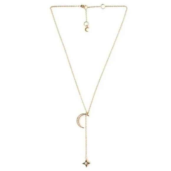 LILI CLASPE Gold Plated Rope The Moon Necklace Lariat New in Box - Picture 1 of 5